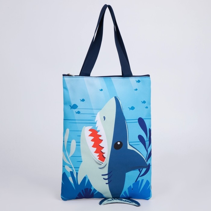 Детский сумка-шопер с допиками &laquo;Акула&raquo; на молнии, 32*23см