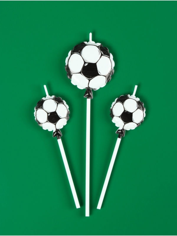 Набор свечей в торт "Футбольные мячи", 3 шт, на шпажке