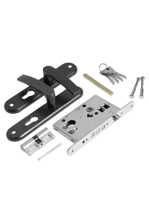 Замок врезной LOCKLAND RD005, с ручкой, B/S 55 мм, 4 ключа, цвет серый