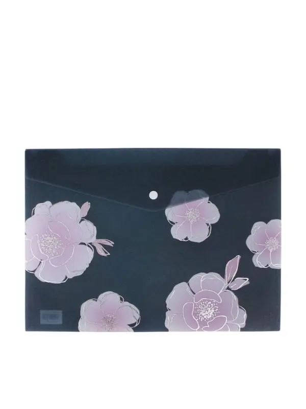 Папка-конверт на кнопке формат А4 180мкр блестящая МИКС Цветы  (штрихкод на штуке)