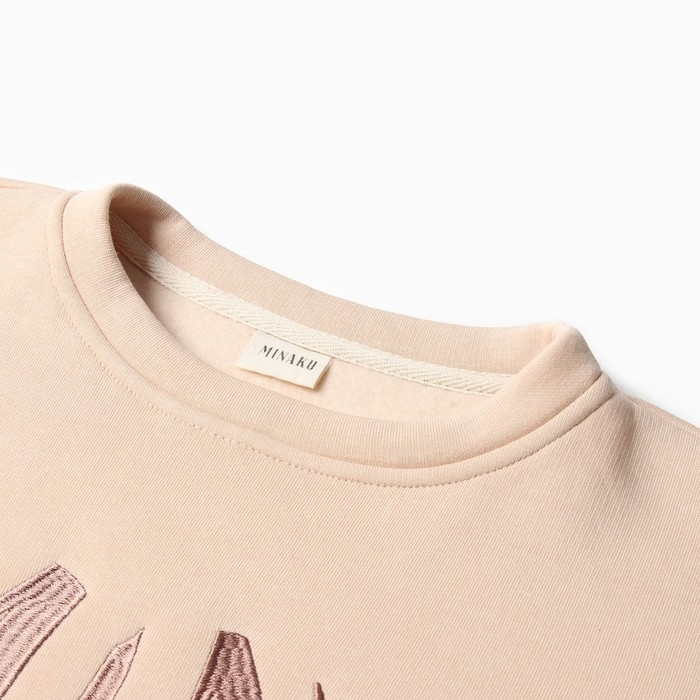 Свитшот женский MINAKU: Velvet Collection цвет молочный, размер 44