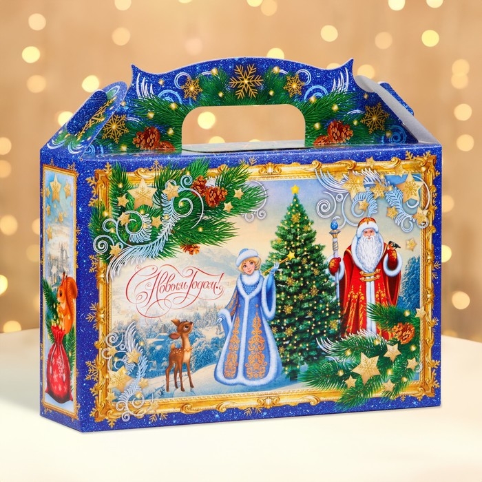 Новый год. Коробка подарочная новогодняя Ларец Традиции 26 х 23 х 7 см.