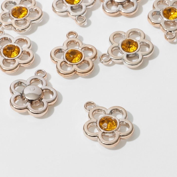 Подвеска &laquo;Цветок&raquo; (набор 10 шт.), цвет жёлтый в золоте