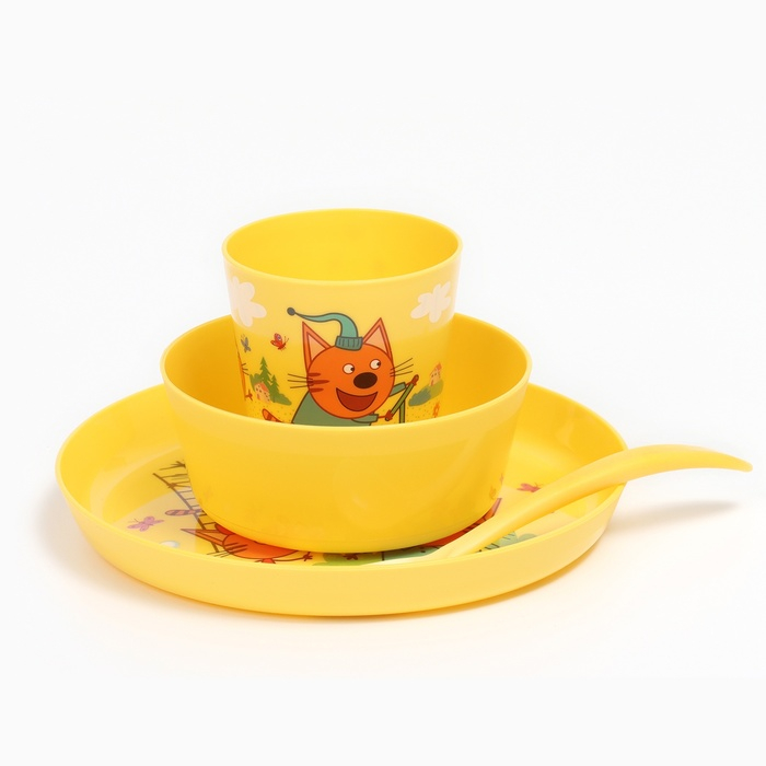 Набор детской посуды ТРИ КОТА &laquo;Обучайка&raquo;, (тарелка, миска, стакан, ложка)
