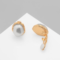 Клипсы с жемчугом &laquo;Абстракция&raquo; блюз, цвет золото