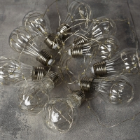 Гирлянда &laquo;Нить&raquo; 3 м роса с насадками &laquo;Лампочки объёмные&raquo;, IP20, серебристая нить, 100 LED, свечение тёплое белое, 3.5 В