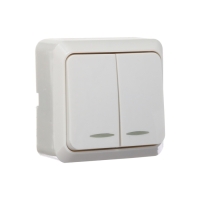 Выключатель Luazon Lighting "Лига", 10 А, 2 клавиши, накладной, c подсветкой, белый Выключатель Luazon Lighting "Лига", 10 А, 2 клавиши, накладной, c подсветкой, белый