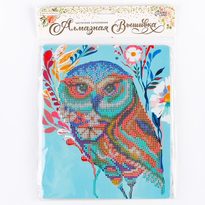 Алмазная вышивка &laquo;Сова-красавица&raquo;, с подставкой, с частичным заполнением