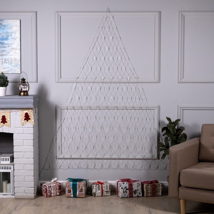 Гирлянда &laquo;Сеть-ёлка&raquo; 2 &times; 2 м, IP20, тёмная нить, 152 LED, свечение тёплое белое, 8 режимов, 220 В