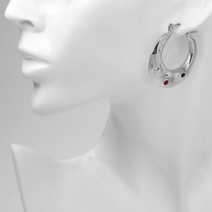 Серьги со стразами &laquo;Блеск вечера&raquo; граница, цвет красный в серебре