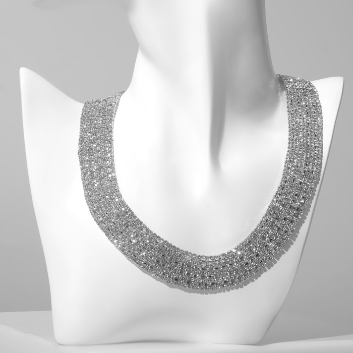 Колье «Лёд», 9 рядов, цвет белый в серебре, 35см Колье «Лёд», 9 рядов, цвет белый в серебре, 35см