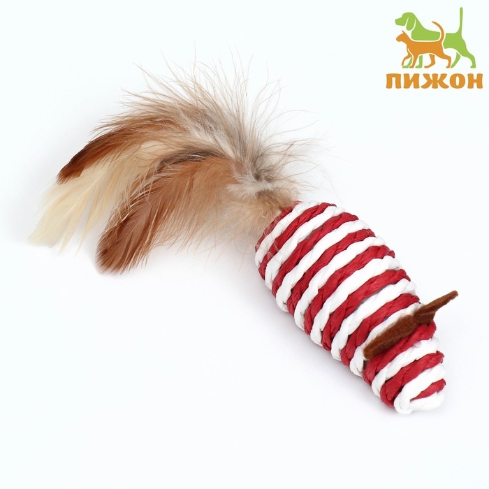 Игрушка для кошек Игрушка для кошек "Мышь-погремушка", 7 см, бело-красная