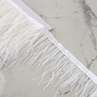 Тесьма с перьями страуса, 8-10 см, 5 ± 0,5 м, цвет белый Тесьма с перьями страуса, 8-10 см, 5 ± 0,5 м, цвет белый