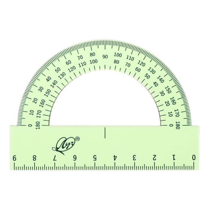 Набор чертёжный 4 предмета (линейка 15 см, угольник 30 &deg;/ 60 &deg;, 10 см; угольник 45 &deg;/ 45 &deg;, 8 см; транспортир 180 &deg;, 9 см), прозрачный зелёный