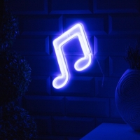 Неоновая вывеска &laquo;Ноты&raquo; 19 &times; 21 см, батарейки ААх3 (не в комплекте), USB, свечение голубое