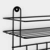 Полка для ванной прямая, 4 крючка, 33&times;12,5&times;21см, цвет чёрный