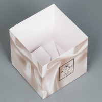 Коробка подарочная для цветов с PVC крышкой, упаковка, &laquo;Шёлк&raquo;, 12 х 12 х 12 см