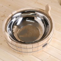 Шайка из липы, 9 л, круглая, нержавеющая вставка, "Добропаровъ" Шайка из липы, 9 л, круглая, нержавеющая вставка, "Добропаровъ"