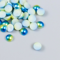 Декор "Полубусины и стразы. Градиент сине-золотой" d=6 мм 10г 200 шт 5х2,5 см МИКС