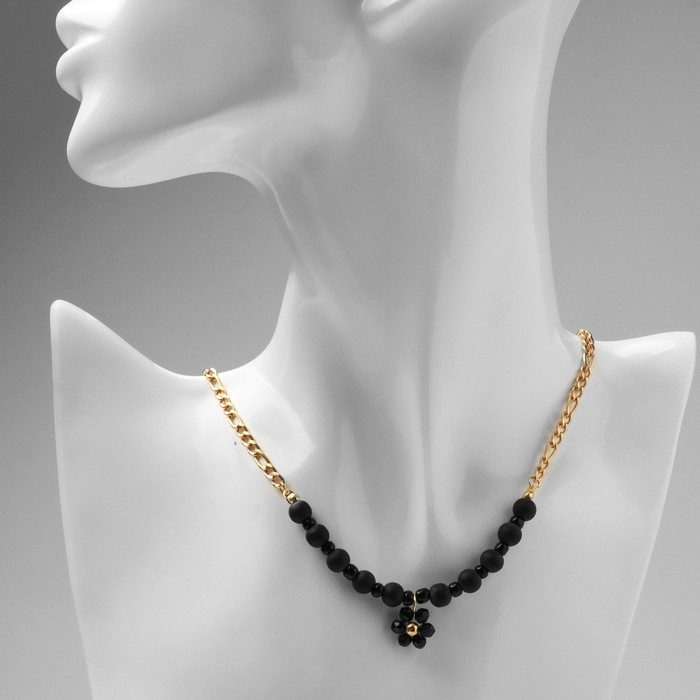 Кулон на декаративной основе «Цветок» амелия, цвет чёрный в золоте, 45см Кулон на декаративной основе «Цветок» амелия, цвет чёрный в золоте, 45см