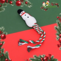 Игрушка пищащая, мягкая для собак "Снеговик" с канатом, 32 см Игрушка пищащая, мягкая для собак "Снеговик" с канатом, 32 см