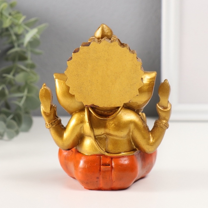 Сувенир полистоун под бронзу Сувенир полистоун под бронзу "Ганеша, в оранжевых шароварах" 10х10х12,5 см
