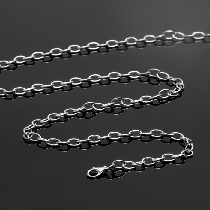 Цепочка с двумя карабинами L=70 см, 7&times;5 мм, (набор 5 шт.) СМ-1935, цвет серебро