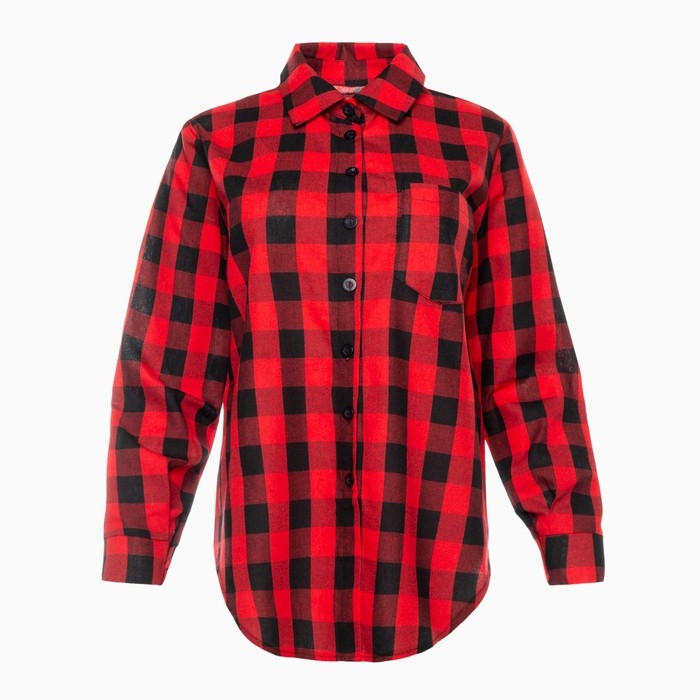 Рубашка женская, красно-черная клетка, размер 60