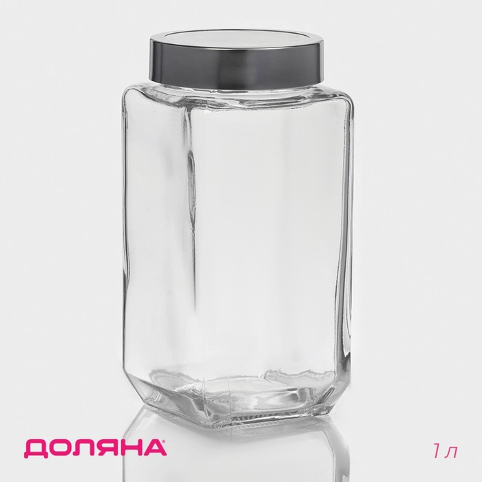Банка стеклянная для хранения сыпучих продуктов Доляна &laquo;Призма&raquo;, 1 л, 9&times;18,5 см, с металлической крышкой