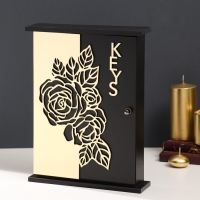 Ключница дерево "Розы" чёрная, зеркальная 6х22,3х29,5 см Ключница дерево "Розы" чёрная, зеркальная 6х22,3х29,5 см