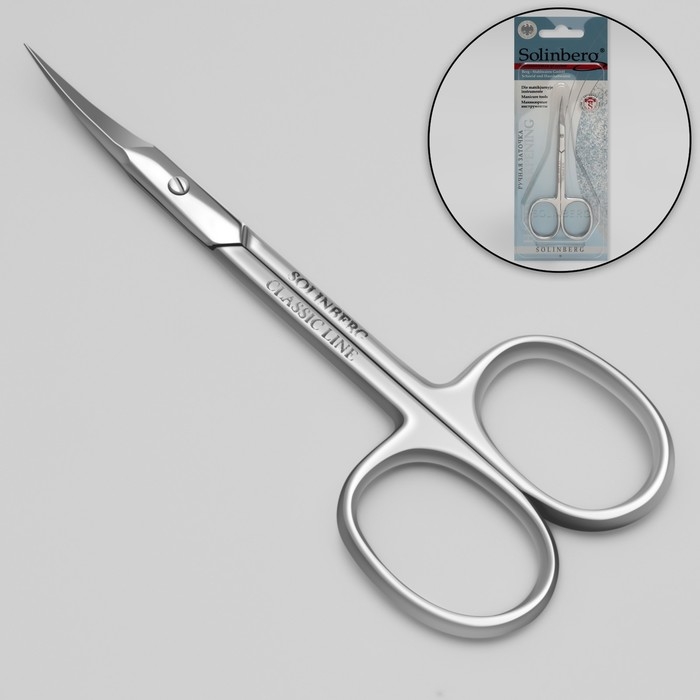 Ножницы маникюрные, для кутикулы, загнутые, узкие, 10 см, на блистере, цвет серебристый, 081 Ножницы маникюрные, для кутикулы, загнутые, узкие, 10 см, на блистере, цвет серебристый, 081