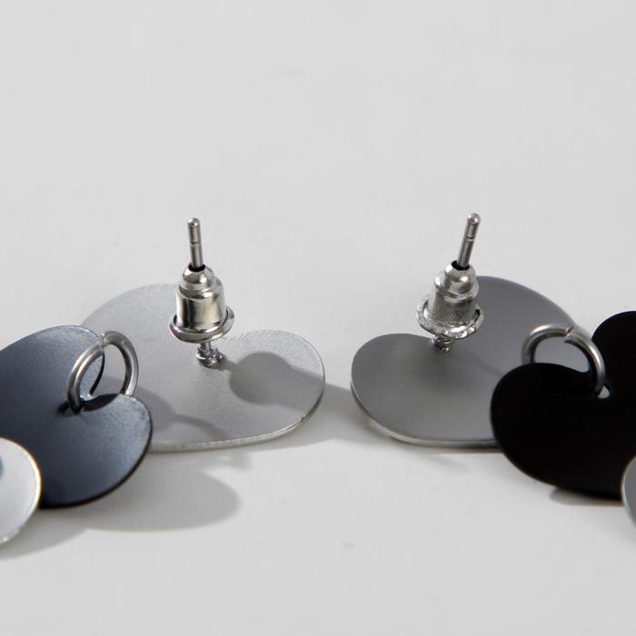 Серьги металл &laquo;Тренд&raquo; сердечки, цвет чёрно-серебряный