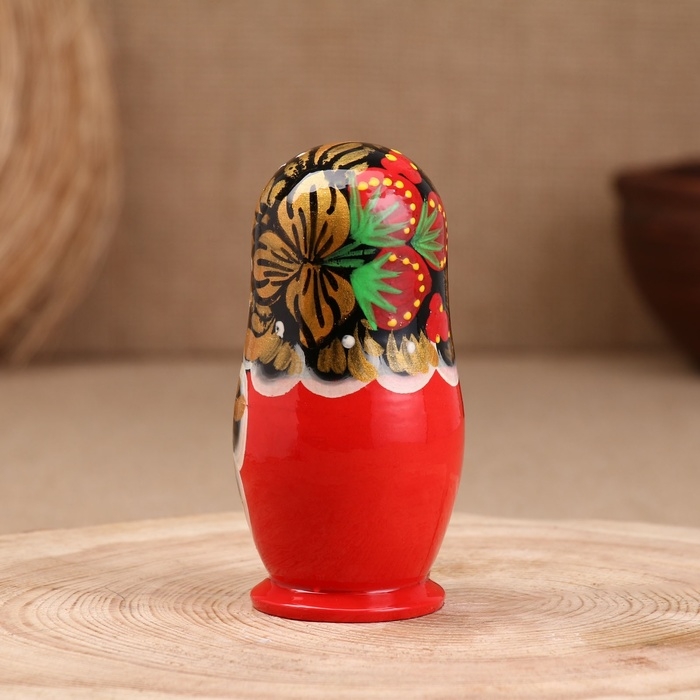 Матрёшка "Хохлома", фон чёрный, 5-кукольная, 14 см