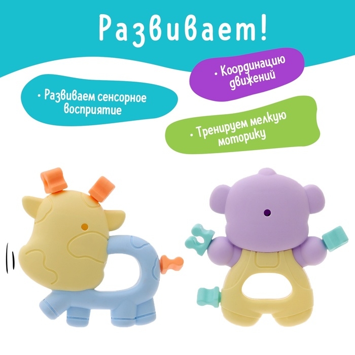 Набор прорезывателей для зубов &laquo;Забавные зверята&raquo;, 2 шт.