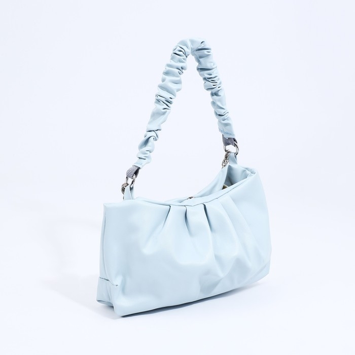 Сумка-багет на молнии, цвет голубой