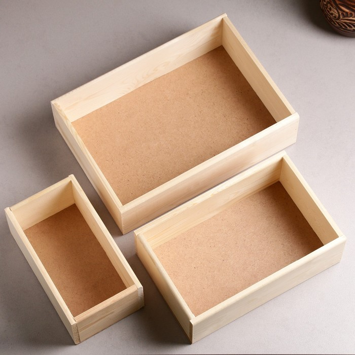 Набор кашпо деревянных подарочных Элегант Набор кашпо деревянных подарочных Элегант "Классик", 3 в 1, МАССИВ СОСНЫ, натуральный