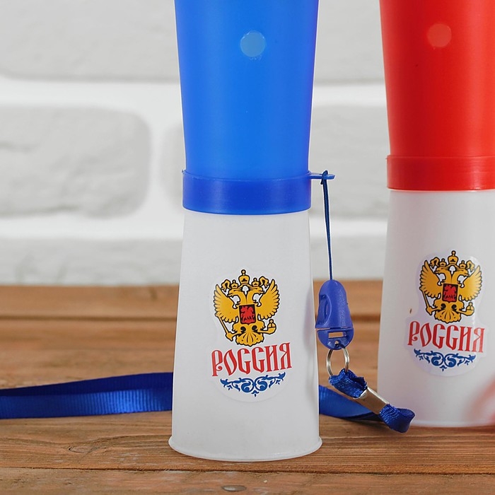 Свисток-гуделка болельщика &laquo;Россия&raquo;, герб, 17 см, цвета МИКС