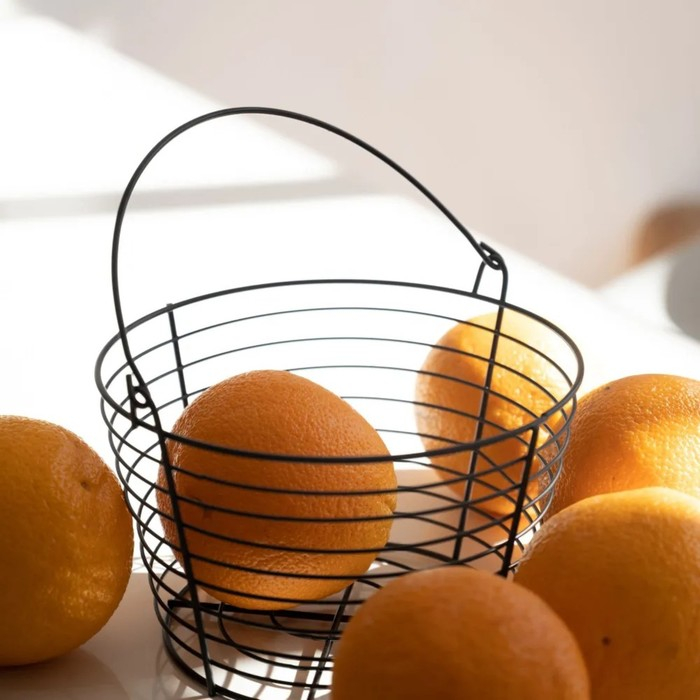 Фруктовница Доляна, 19,5&times;19,5&times;13 см, цвет чёрный