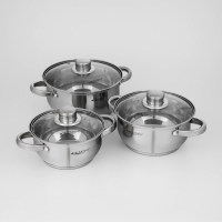 Набор кастрюль &laquo;Гретта&raquo;, 3 предмета: 1,6 л, 2,2 л, 3,2 л, капсульное дно, индукция