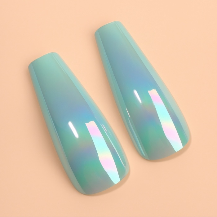 Накладные ногти &laquo;Перламутр&raquo;, 12 шт, с клеевыми пластинами, форма балерина, голубые