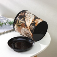 Горшок для цветов с поддоном Доляна &laquo;Голди.Птицы&raquo;, 1,6 л, d=14 см, h=15,5 см, цвет чёрный