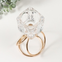 Подсвечник металл, стекло на 1 свечу "Ледяной кубик" d=6 см золото 10х10х19 см