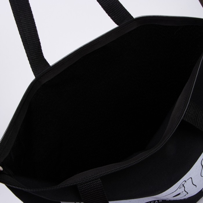 Сумка шопер Коты на молнии, без подкладки, цвет чёрный Сумка шопер Коты на молнии, без подкладки, цвет чёрный