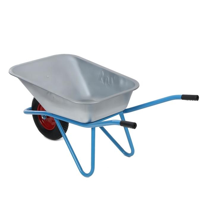 Тачка строительная, одноколёсная: груз/п 180 кг, объём 100 л, синие ручки Тачка строительная, одноколёсная: груз/п 180 кг, объём 100 л, синие ручки