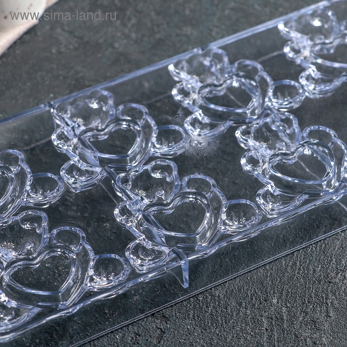 Форма конфет и шоколада &laquo;Влюблённые мишки&raquo;, 28&times;14 см, 8 ячеек, цвет прозрачный