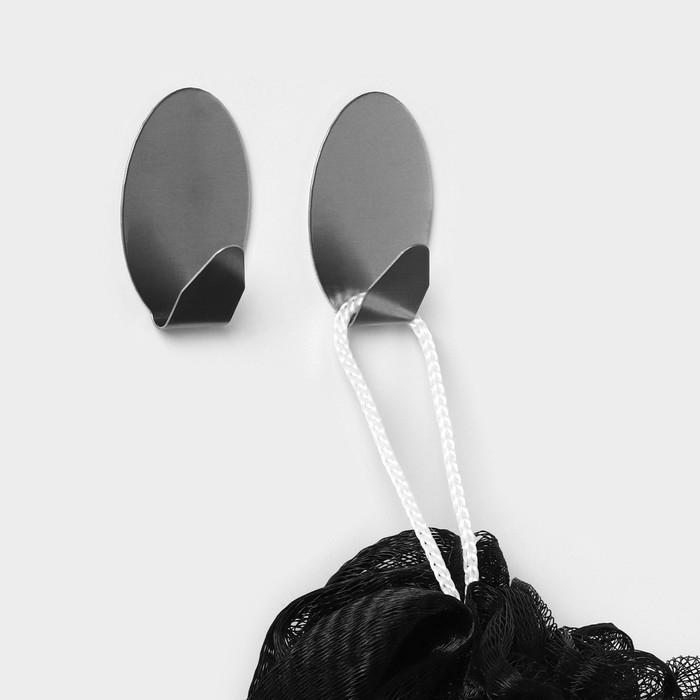 Крючки самоклеящиеся SAVANNA &laquo;Овал&raquo;, 2 шт, металл, 5&times;3,3&times;2 см