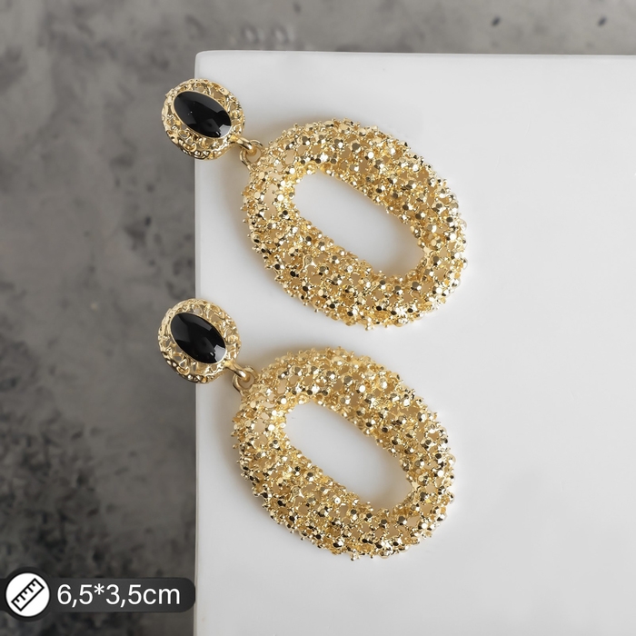 Серьги эмаль &laquo;Карибы&raquo; овал, цвет чёрный в золоте