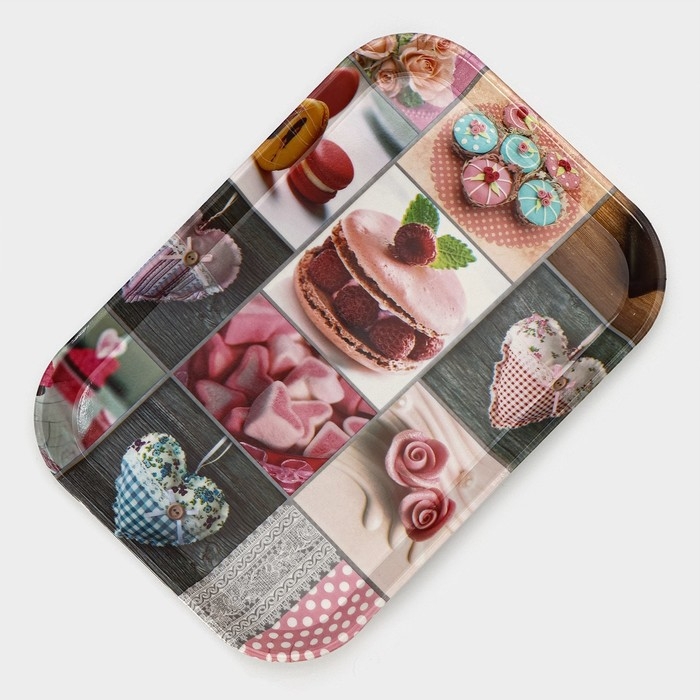 Поднос пластиковый прямоугольный Доляна &laquo;Самобранка&raquo;, 30&times;21&times;1,8 см, рисунок МИКС