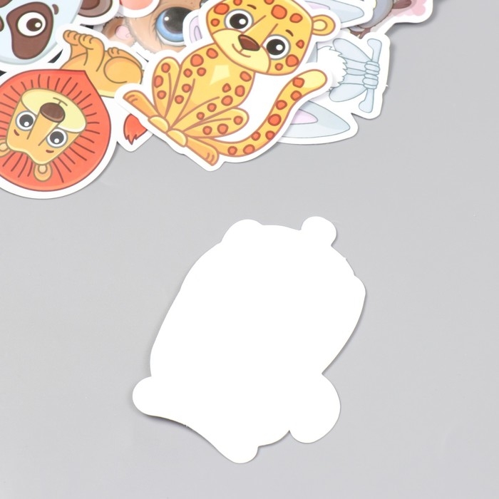 Наклейки для творчества "Большеглазые зверята" набор 50 шт 4х8 см