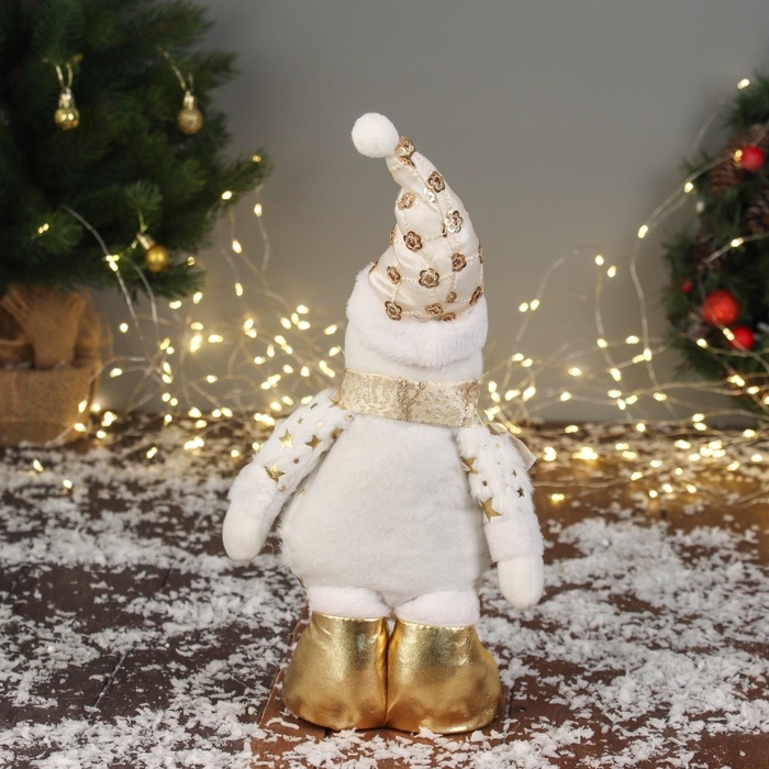 Мягкая игрушка Мягкая игрушка "Снеговик в костюме со звёздами" 36х19 см, золотисто-белый